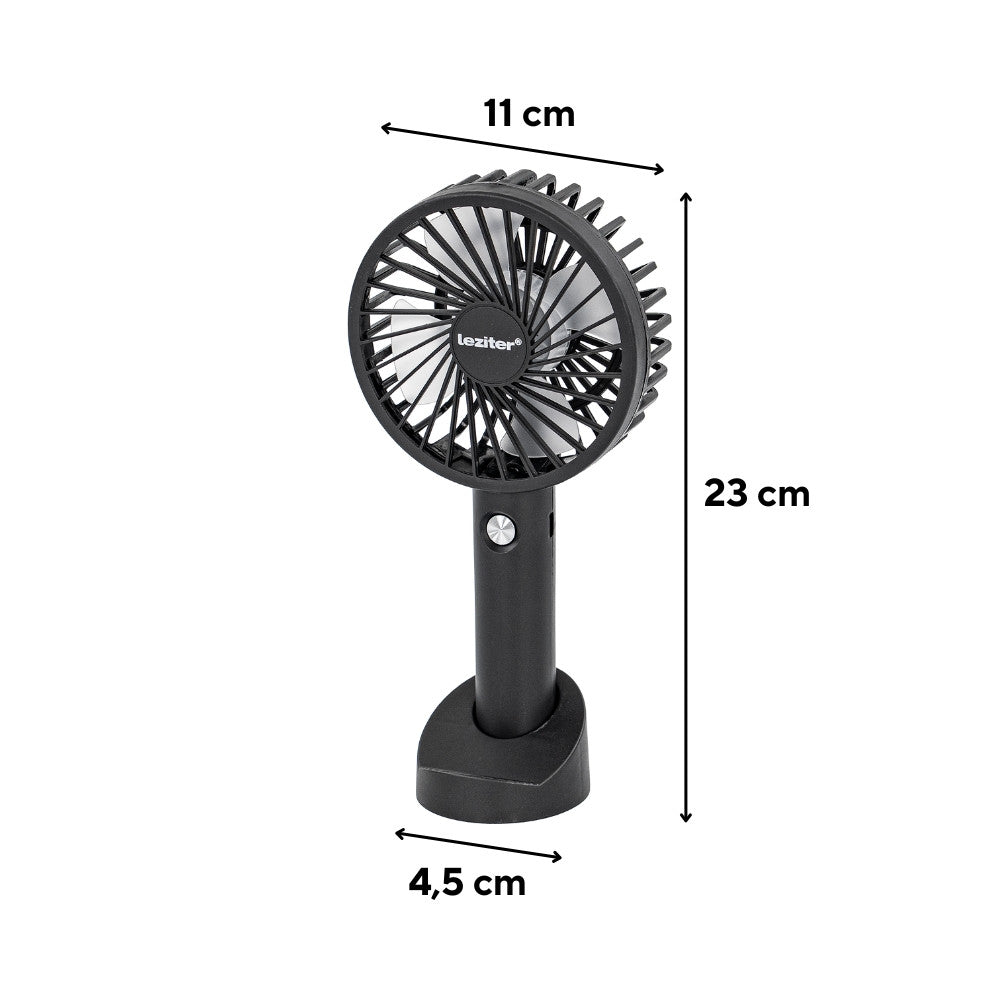 Ventilator portabil USB Galar cu suport, 4 W, 1200 mAh, negru