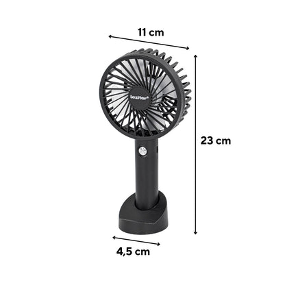 Ventilator portabil USB Galar cu suport, 4 W, 1200 mAh, negru