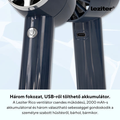 Ventilator portabil USB Rico, 5 W, 2000 mAh, negru