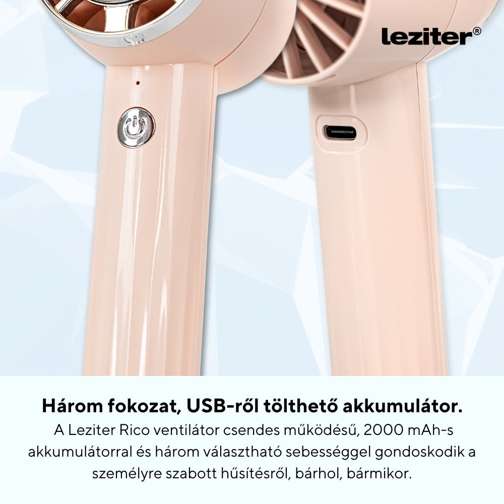 Ventilator portabil USB Rico, 5 W, 2000 mAh, roz