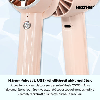 Ventilator portabil USB Rico, 5 W, 2000 mAh, roz
