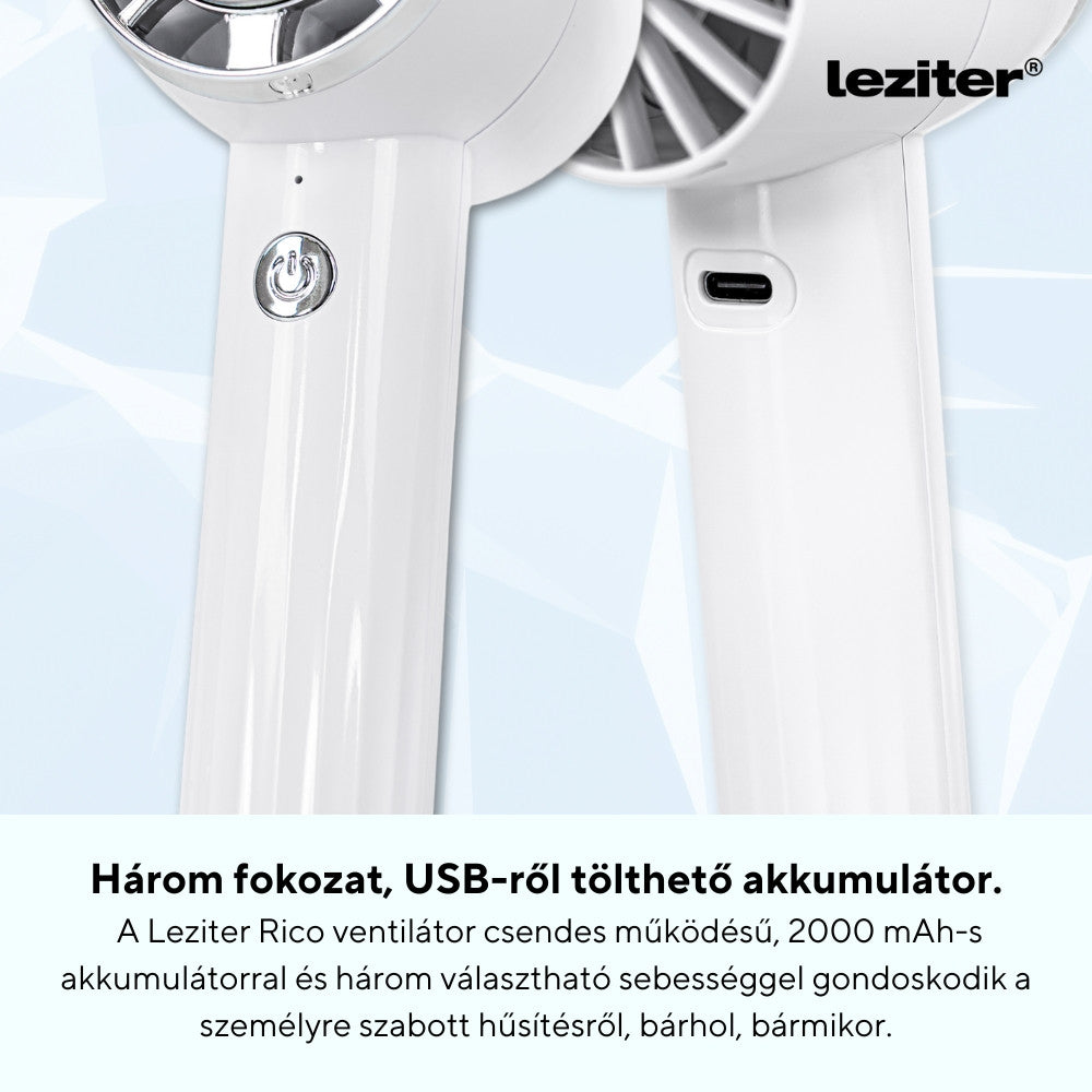 Ventilator portabil USB Rico, 5 W, 2000 mAh, alb