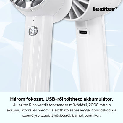 Ventilator portabil USB Rico, 5 W, 2000 mAh, alb