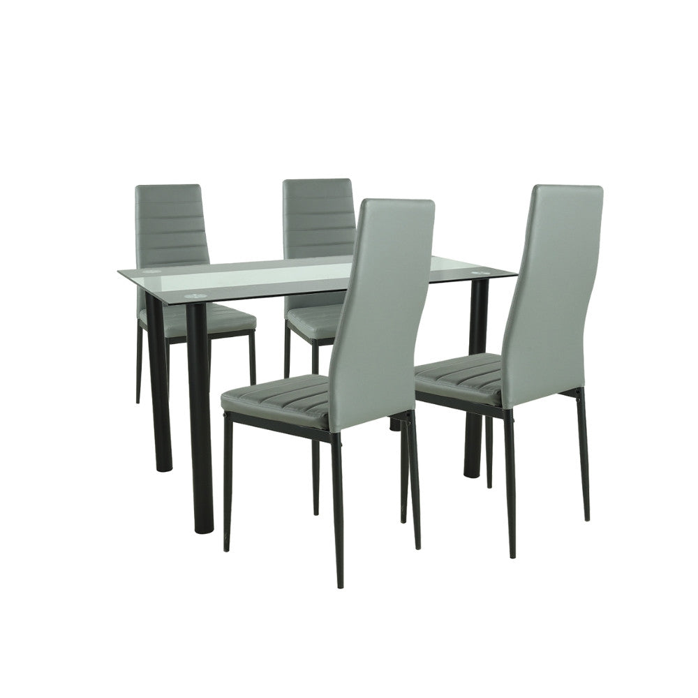 Set de masă Mezza 4+1 gri-negru