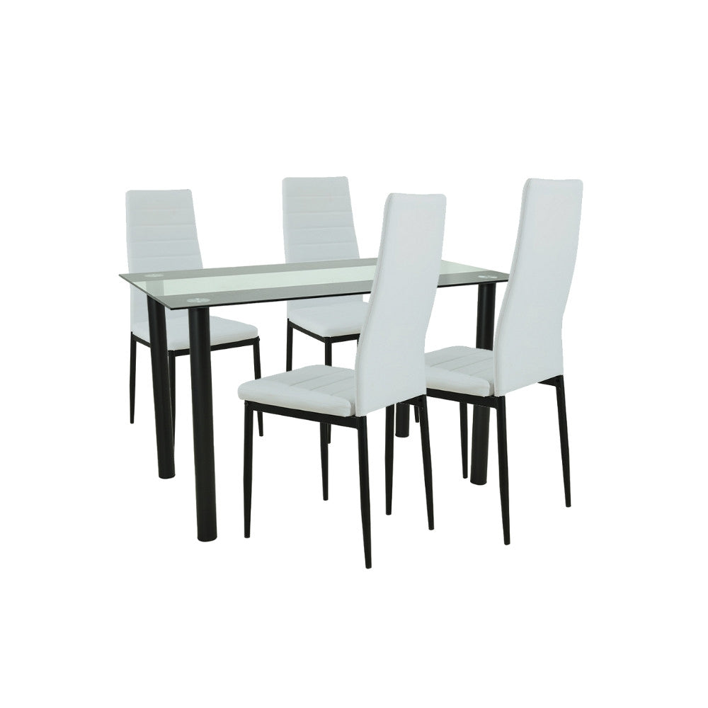 Set de masă Mezza 4+1 alb-negru