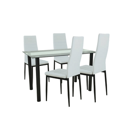 Set de masă Mezza 4+1 alb-negru