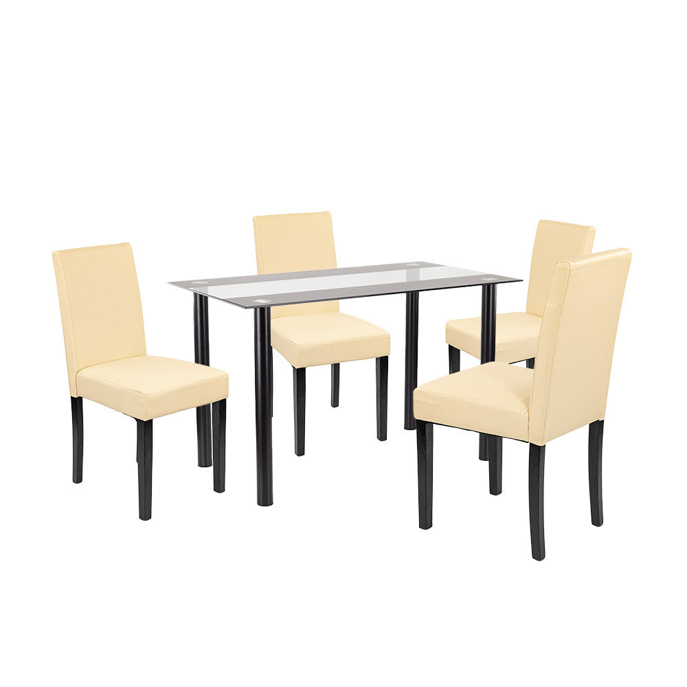 Set de masă Karin 4+1 negru-bej