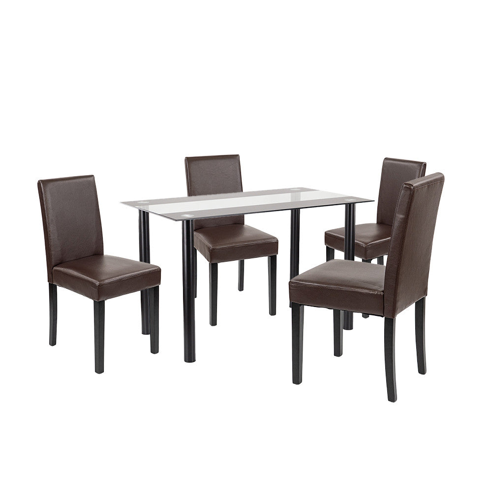 Set de masă Karin 4+1 negru-maro