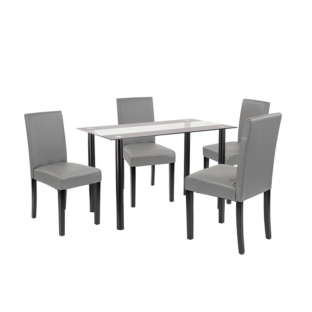 Set de masă Karin 4+1 negru-gri
