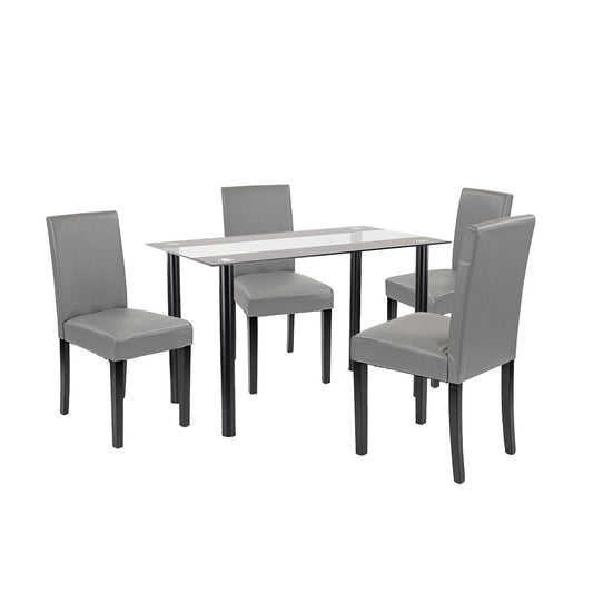 Set de masă Karin 4+1 negru-gri
