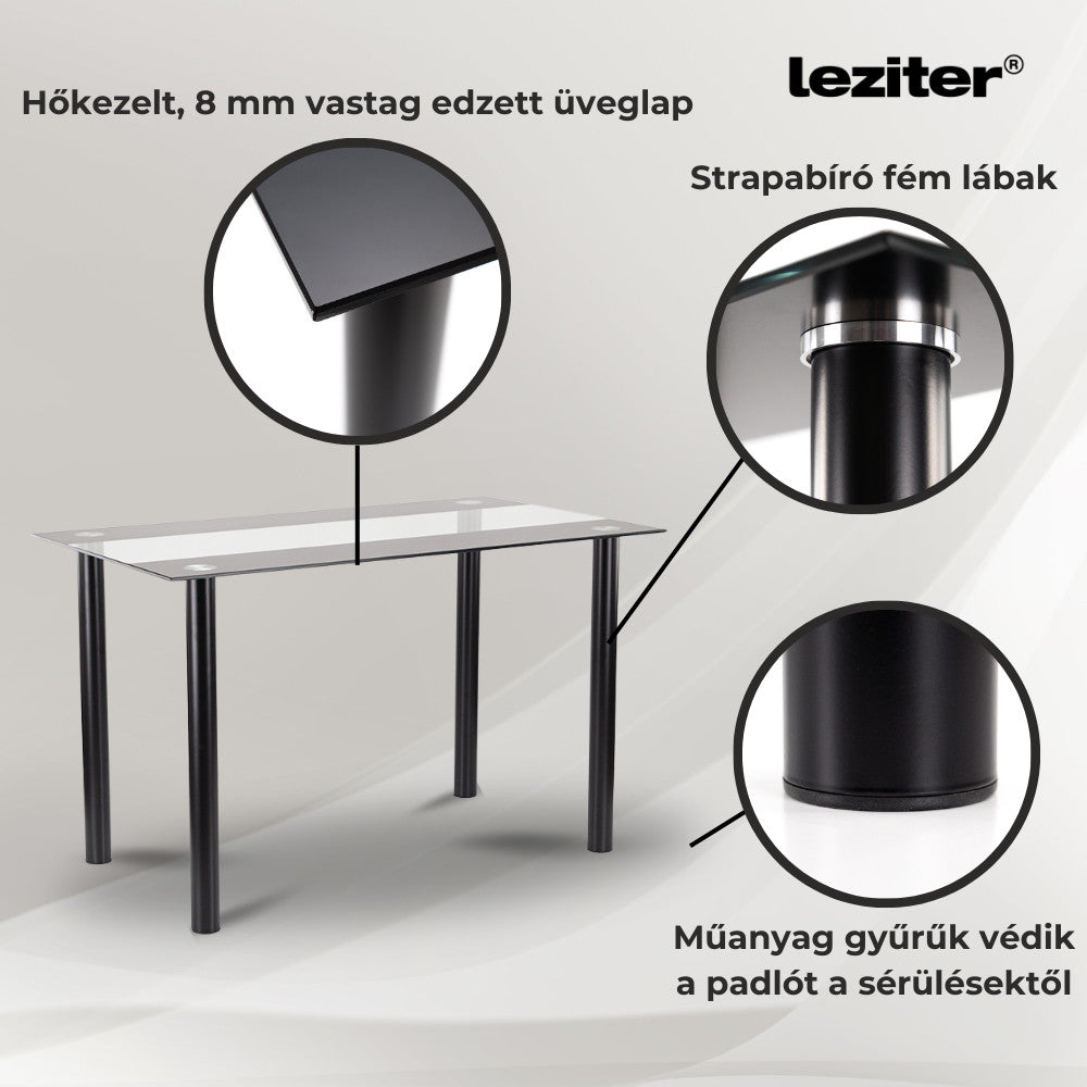 Masă de dining pătrată Riona 120 cm din sticlă neagră