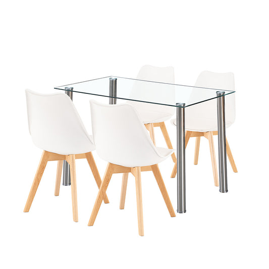 Set de masă Velon 4+1 alb-alb