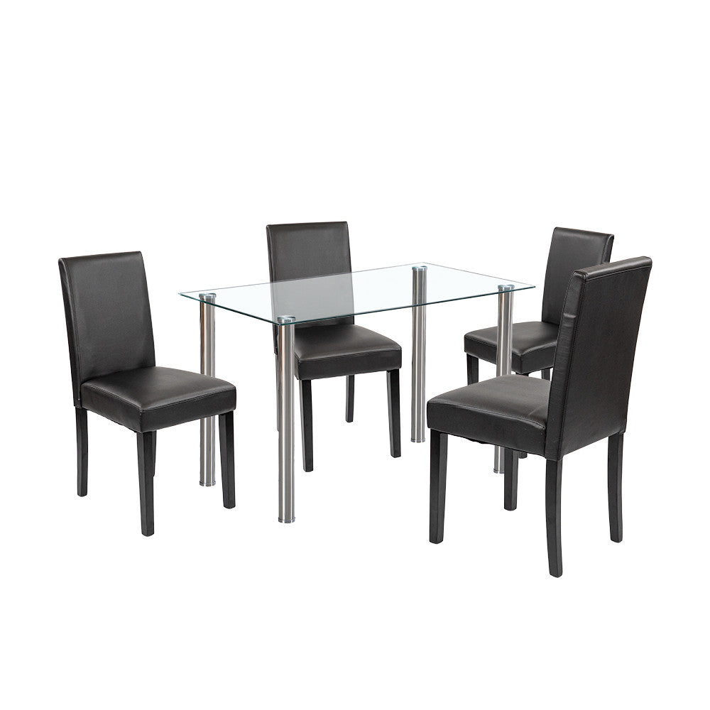Set de masă Karin 4+1 alb-negru