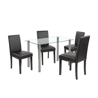 Set de masă Karin 4+1 alb-negru