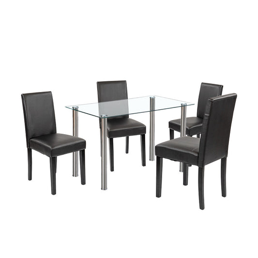 Set de masă Karin 4+1 alb-negru