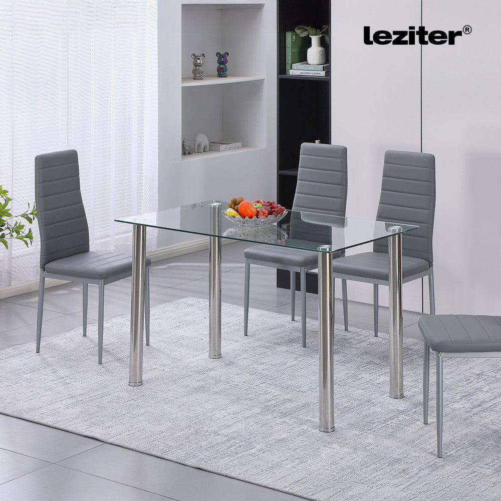 Masă de dining pătrată Berna 120 cm din sticlă transparentă