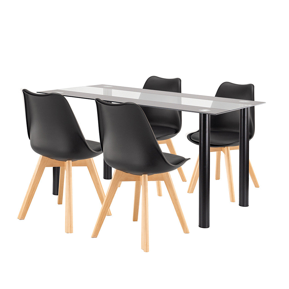 Set de masă Zelma 4+1 negru-negru