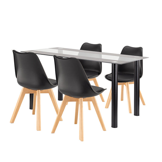 Set de masă Zelma 4+1 negru-negru
