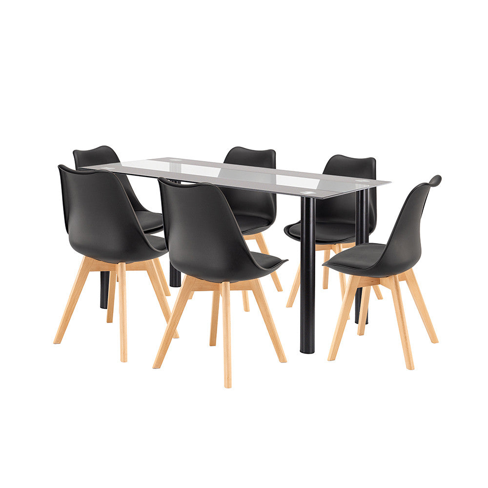 Set de masă Zelma 6+1 negru