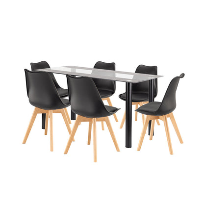 Set de masă Zelma 6+1 negru