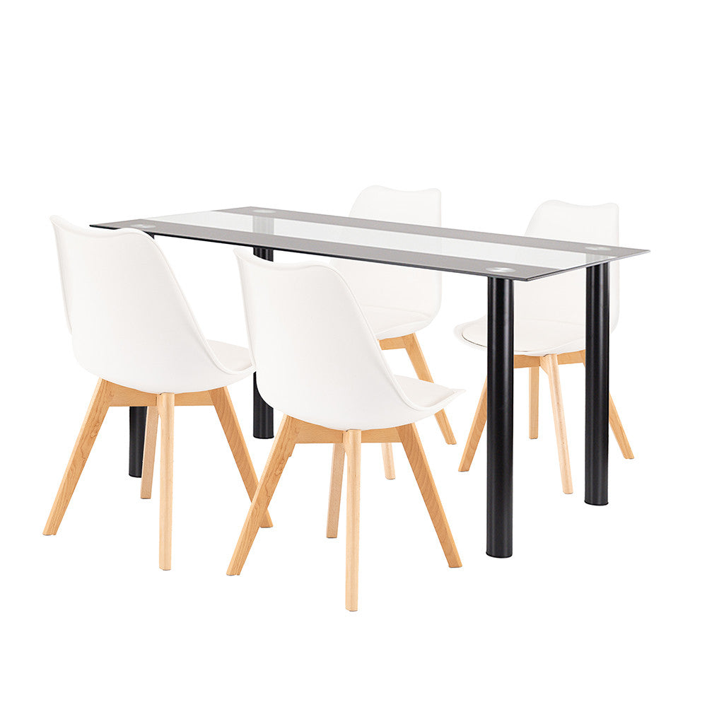 Set de masă Zelma 4+1 alb-negru