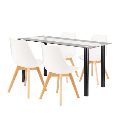 Set de masă Zelma 4+1 alb-negru
