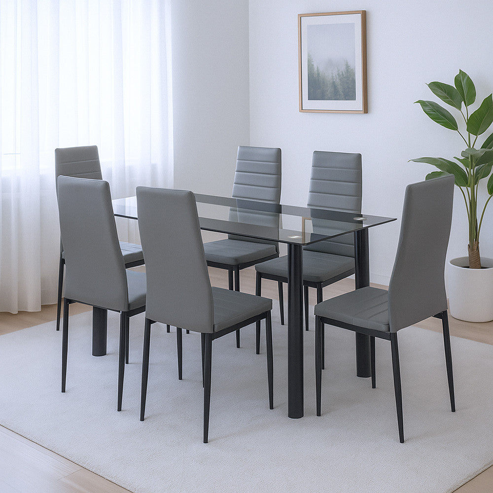 Set de masă Denton 6+1 gri-negru