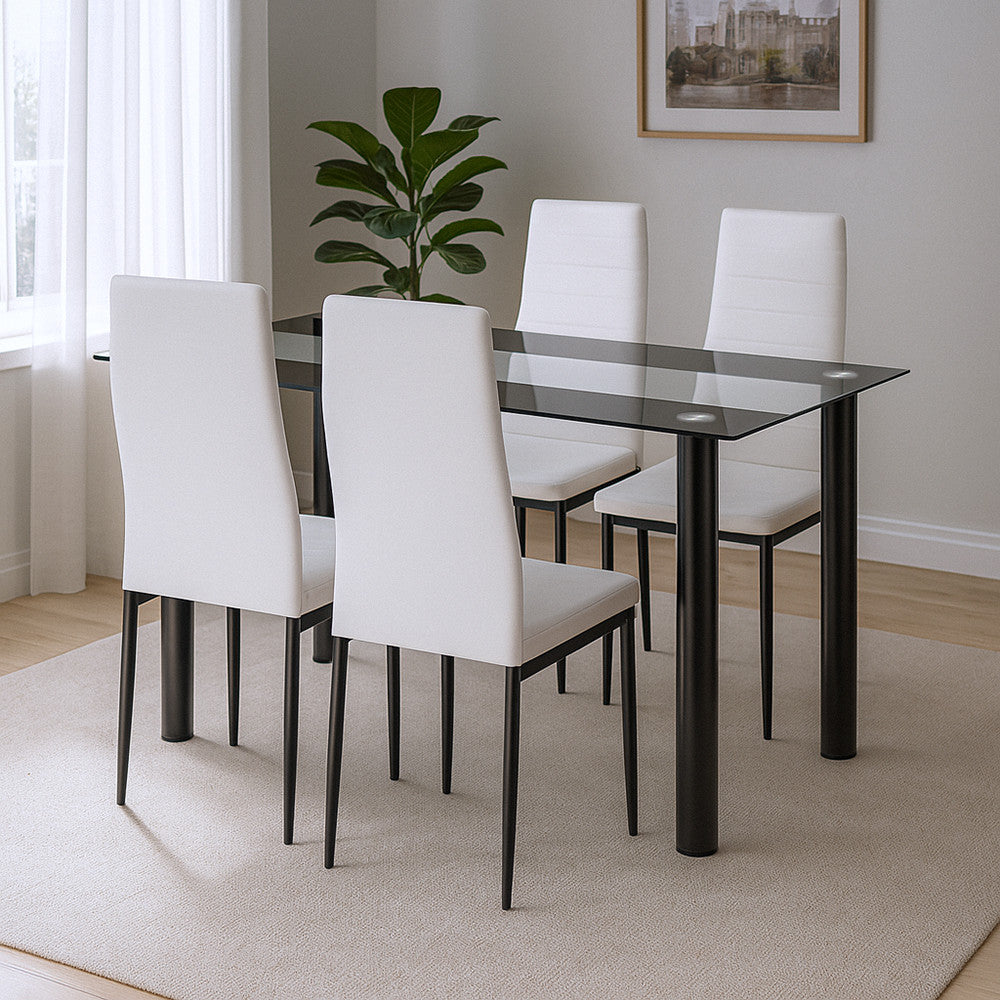 Set de masă Denton 4+1 alb-negru