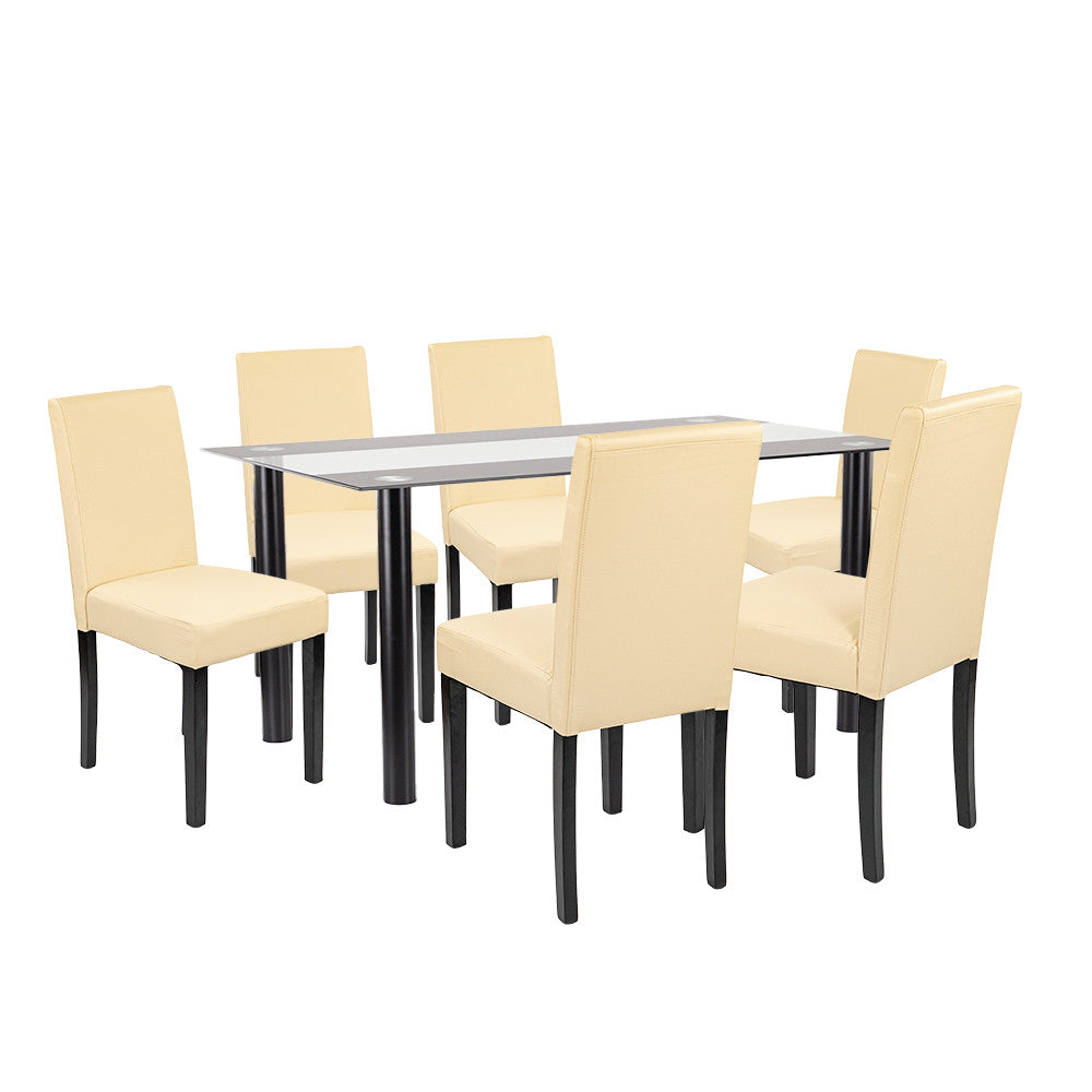 Set de masă Cadiz 6+1 negru-bej