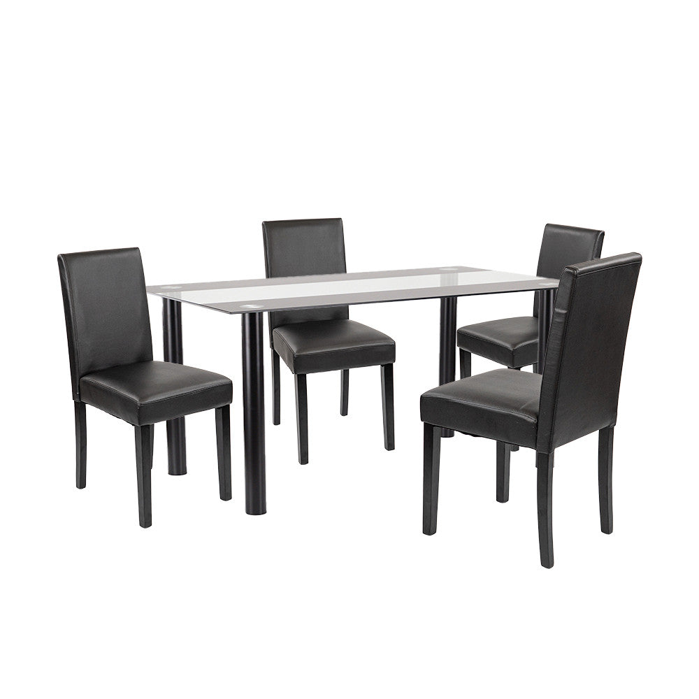 Set de masă Cadiz 4+1 negru-negru