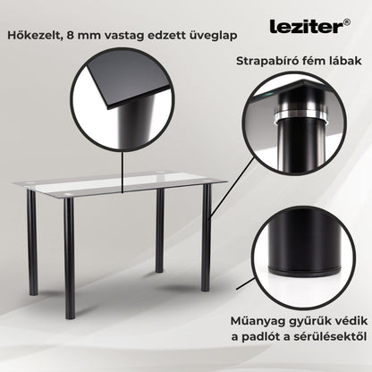 Set de masă Cadiz 4+1 negru-negru