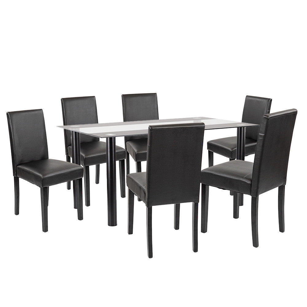 Set de masă Cadiz 6+1 negru-negru