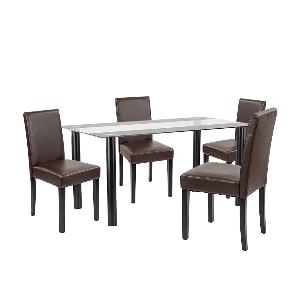 Set de masă Cadiz 4+1 negru-maro