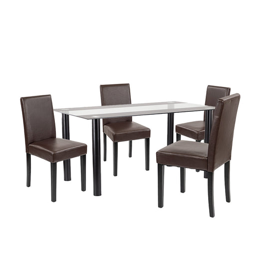 Set de masă Cadiz 4+1 negru-maro