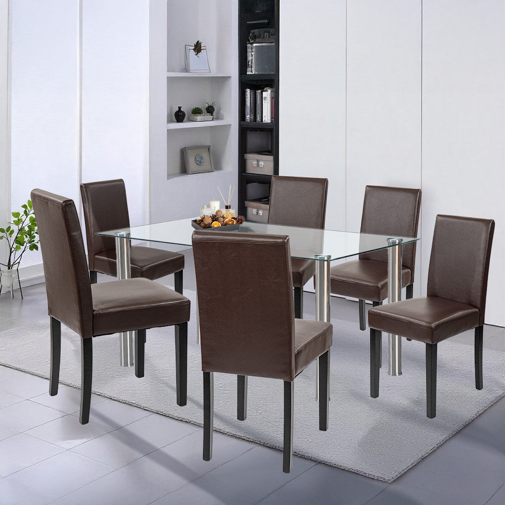 Set de masă Cadiz 6+1 negru-maro