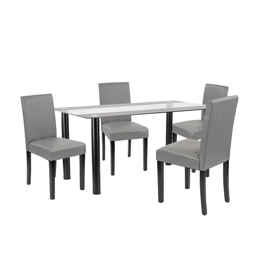 Set de masă Cadiz 4+1 negru-gri