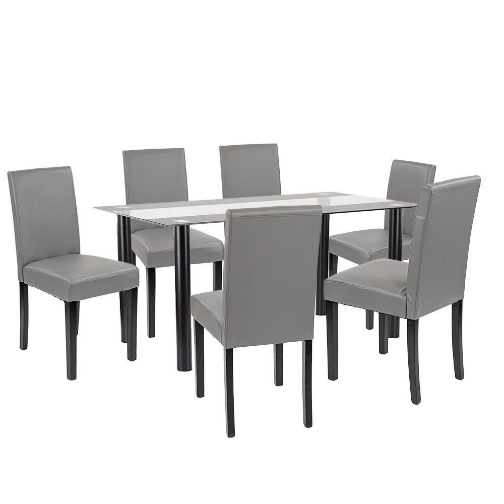 Set de masă Cadiz 6+1 negru-gri