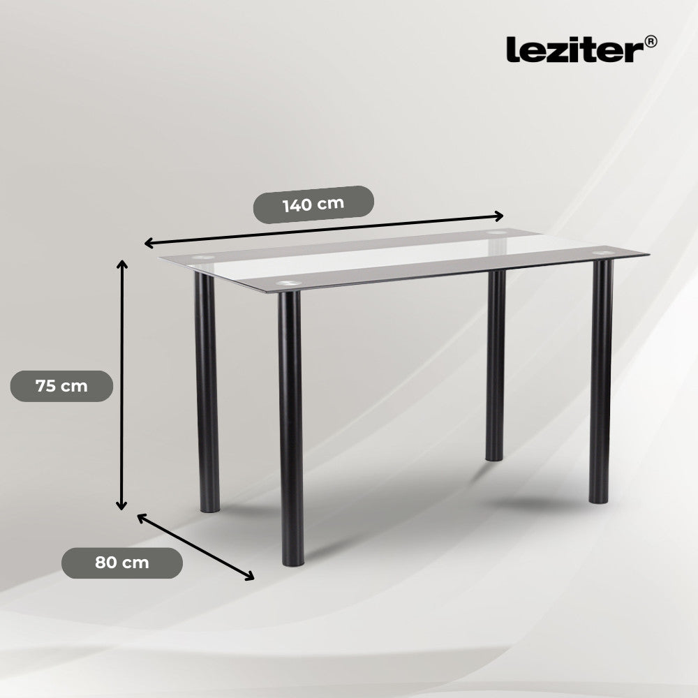 Masă de dining pătrată Riona 140 cm din sticlă neagră