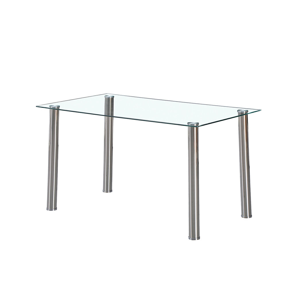 Masă de dining pătrată Berna 140 cm din sticlă transparentă
