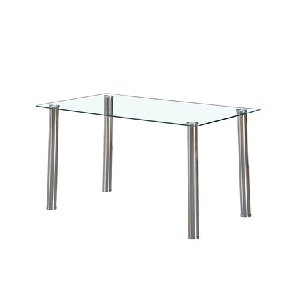 Masă de dining pătrată Berna 140 cm din sticlă transparentă