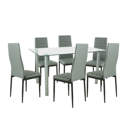 Set de masă Verna 6+1 gri-negru
