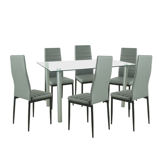 Set de masă Verna 6+1 gri-negru