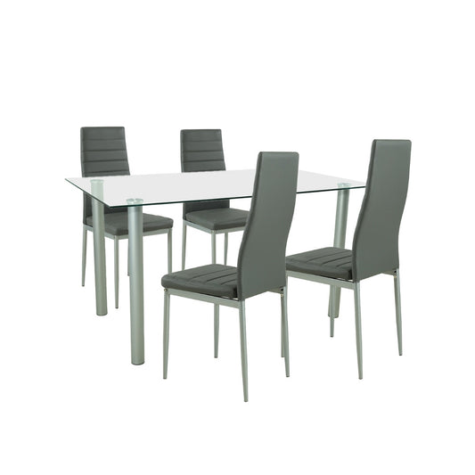 Set de masă Verna 4+1 gri-gri