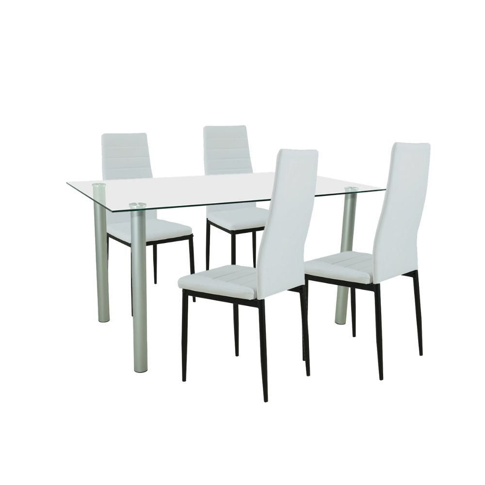 Set de masă Verna 4+1 alb-negru