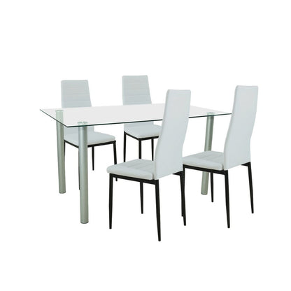 Set de masă Verna 4+1 alb-negru