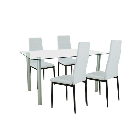 Set de masă Verna 4+1 alb-negru