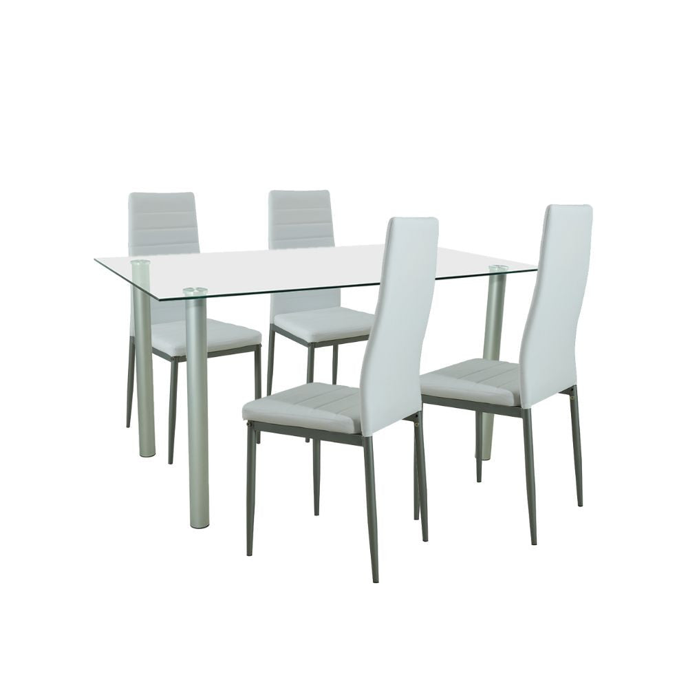 Set de masă Verna 4+1 alb-gri