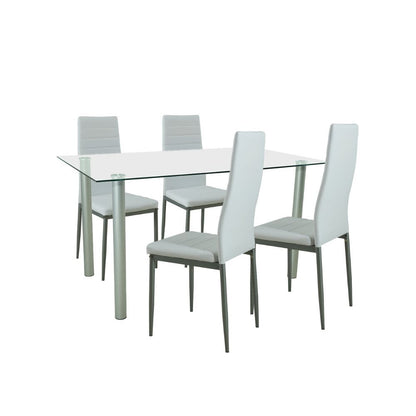Set de masă Verna 4+1 alb-gri
