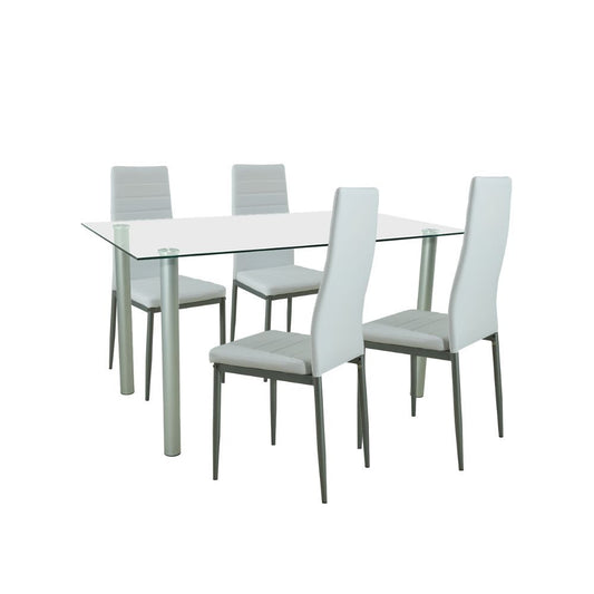 Set de masă Verna 4+1 alb-gri