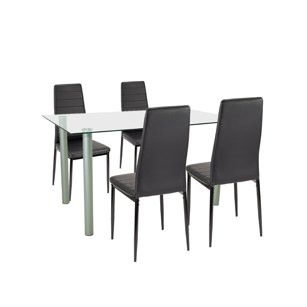 Set de masă Verna 4+1 negru-negru